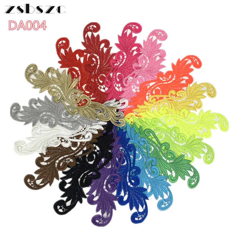 New Arrival Wholesale Mirror Lace Colorful Embroidery Guipure Lace Patches Applique for Dancing Dress Garniture En Dentelle