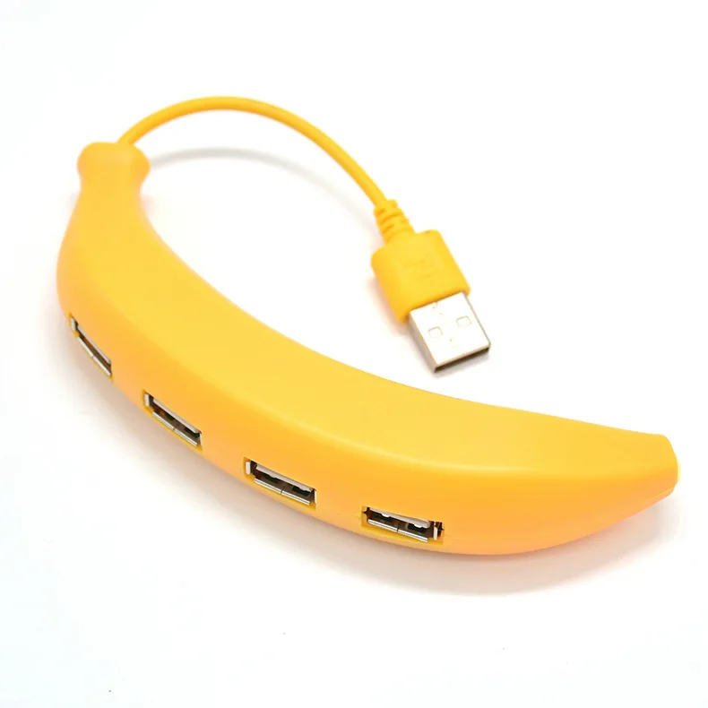 

Banana USB Hub 4 Port USB 2.0 Hub with Cable Mini Hub Socket Pattern Splitter Cable Adapter for Laptop PC