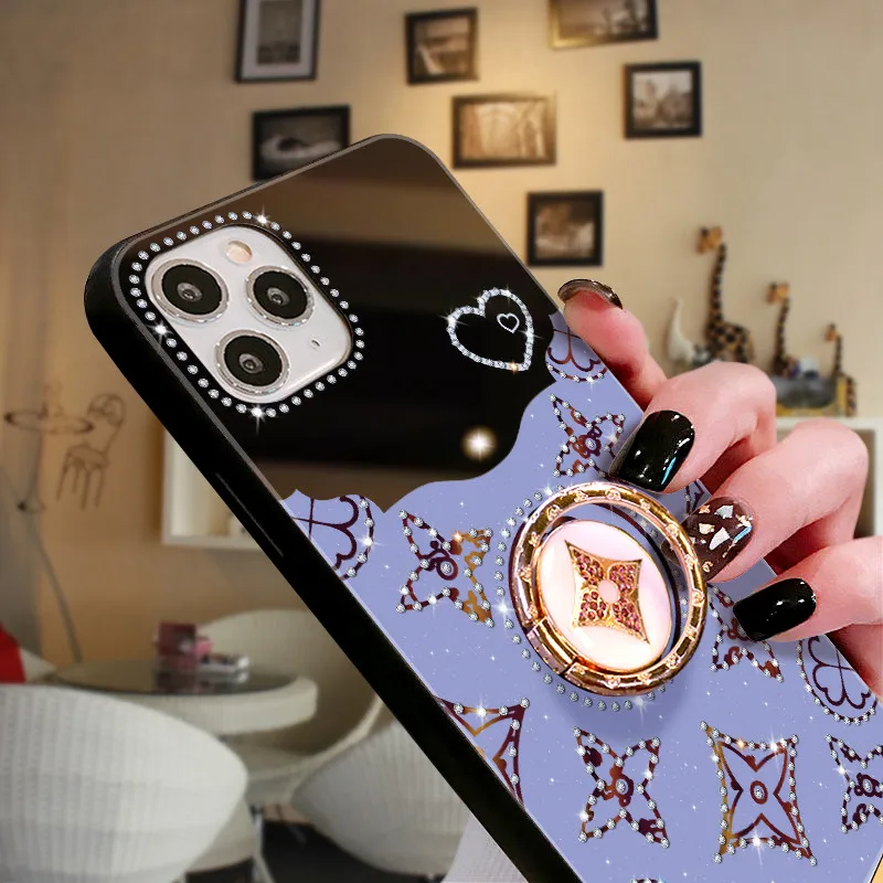 

New design luxury Hd mirror diamond silicone for iphone phone case wholesale high quality holder for 11pro max phone shell