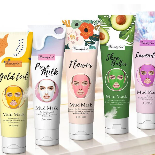 

Privite Logo Organic Beauty Cosmetics Gold Milk Flower Shea Butter Lavender Pink White Mud Clay Face Facial Mask For OEM/ODM
