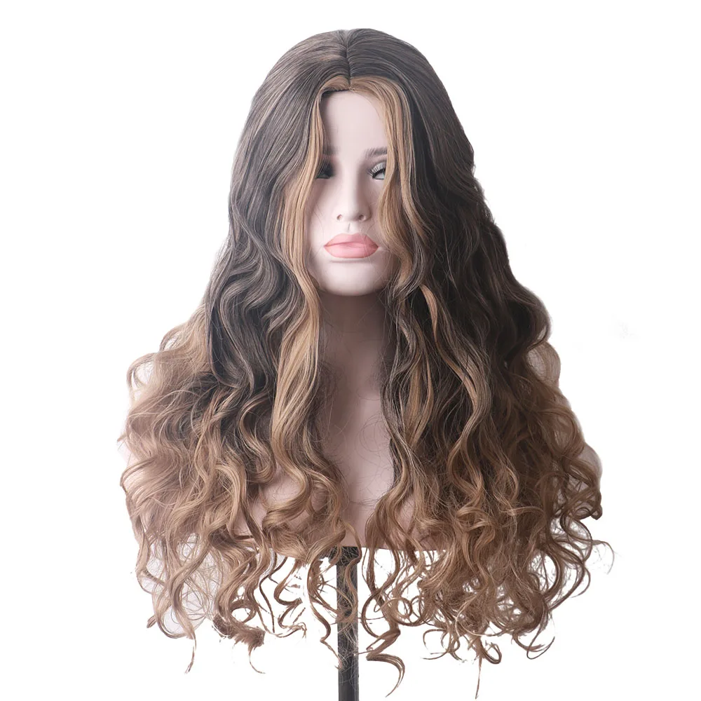 

Water Wave Female Cosplay Wigs For Women Heat Resistant Synthetic Wig Long Ombre Hair