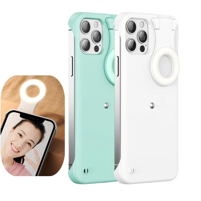 

Ring Light Selfie Phone Case For iPhone 12 Por Max For Huawei P40 Pro With Led Light Selfie Mobile Phone Protective Cover
