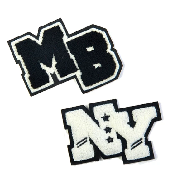 

In stock embroidery varsity letter patch parches para ropa bordados iron on sew on embroidered badges chenille patches, White,black