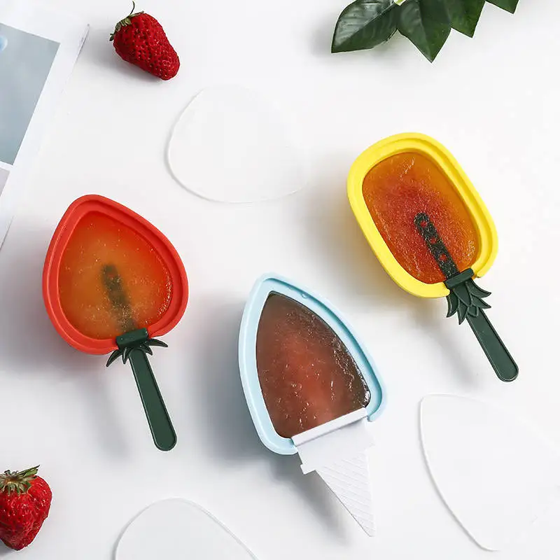 

Silicone Handmade Ice Cream Maker Fruit Shape Mold With Lid Lolly Pudding Form Mould, Custom