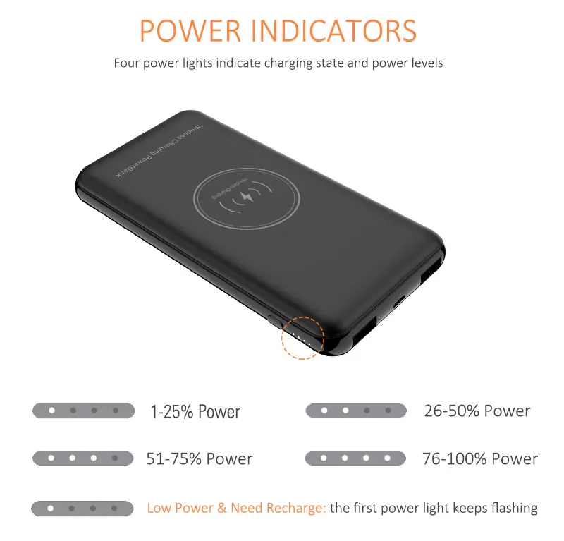Portable universal 10000mAh polymer Wireless portable charger Power Bank Charger battery mobile power pack - ANKUX.COM