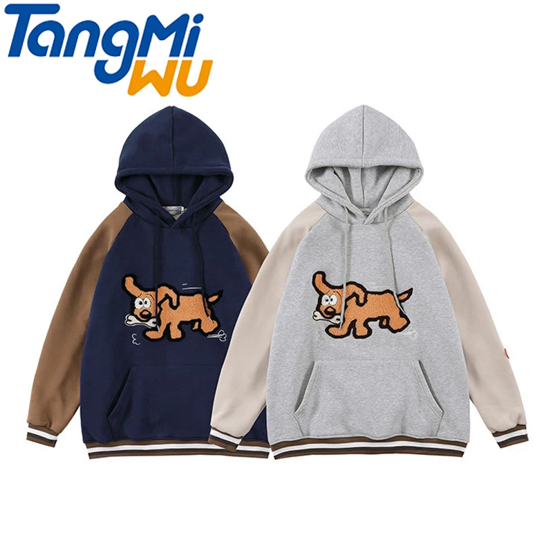 

TMW wholesale High quality casual loose long sleeves embroidery color block hoodie sweatshirt Plush hoodie cow cartoon hoodie