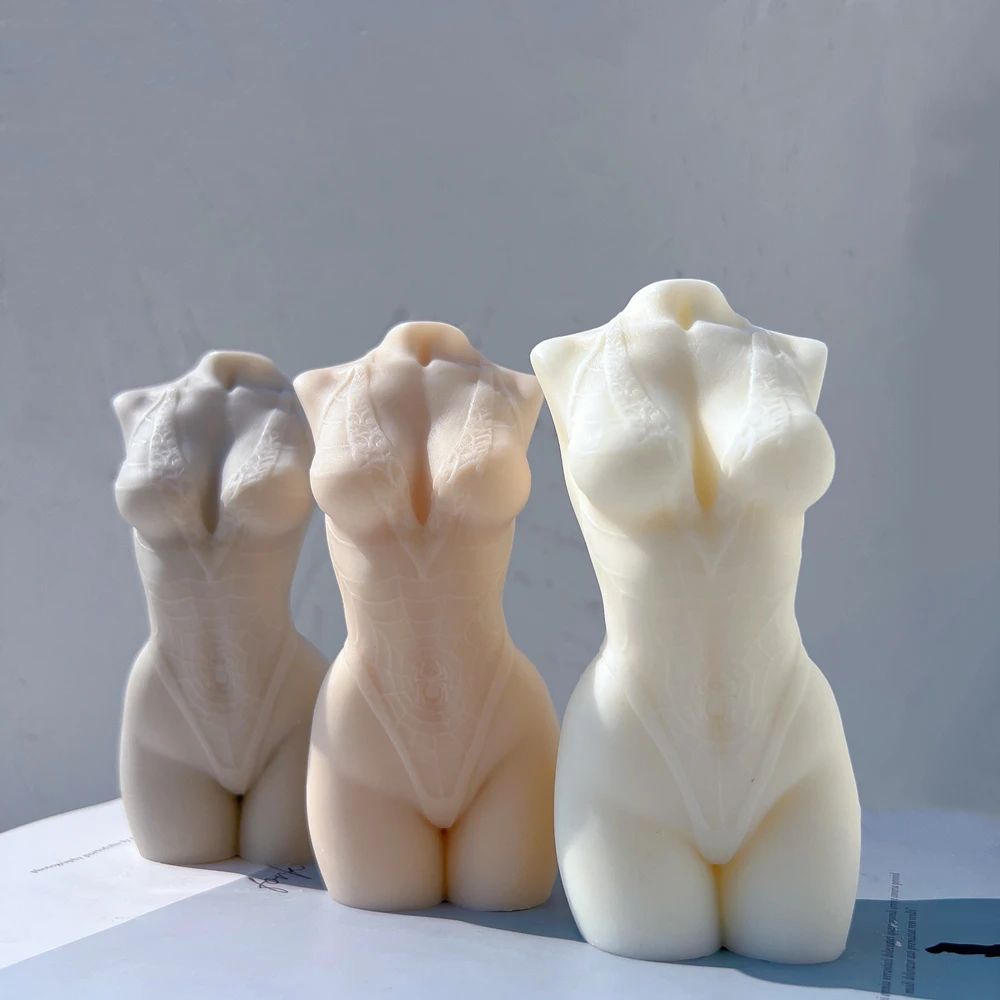 Spider Bikini Female Body Candle Mold Women Human Torso Goddess Body Silicone Mold for Resin Art
