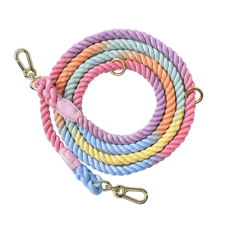 

Multi-Colored braided rope leash cotton dog leash cutom logo, 8 colors