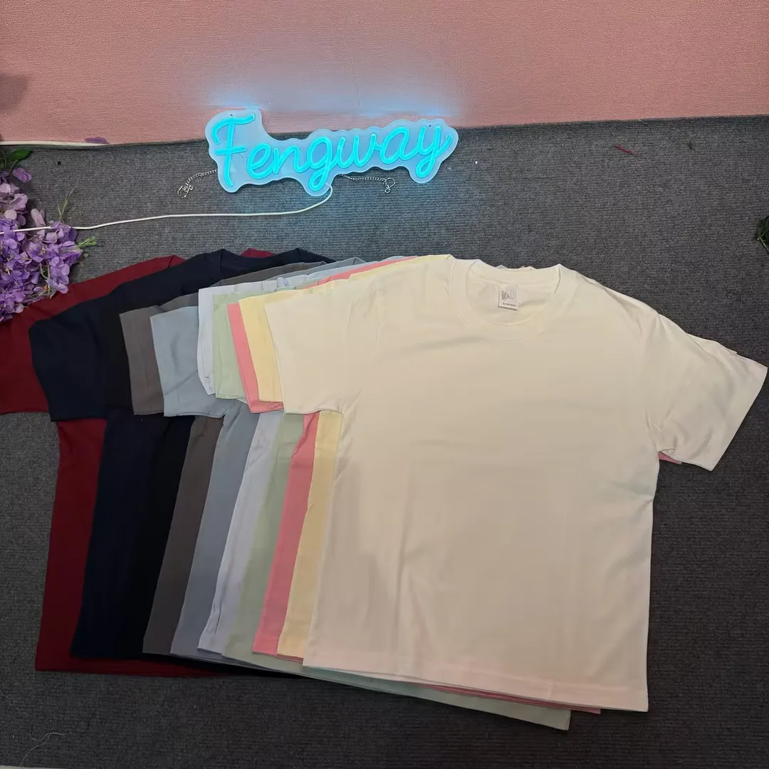 Custom Logo 230gsm Heavyweight Unisex T Shirt Women's T-shirts Wholesale Short Sleeve Tee Tops Plain Blank 100% Cotton T-Shirts