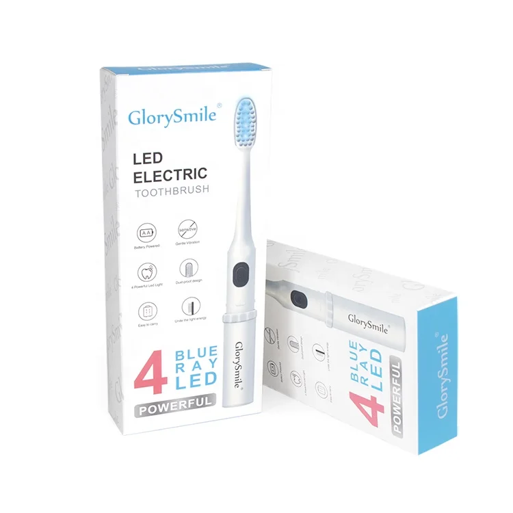 

4pcs led light sonic toothbrush with battery in a box package, White