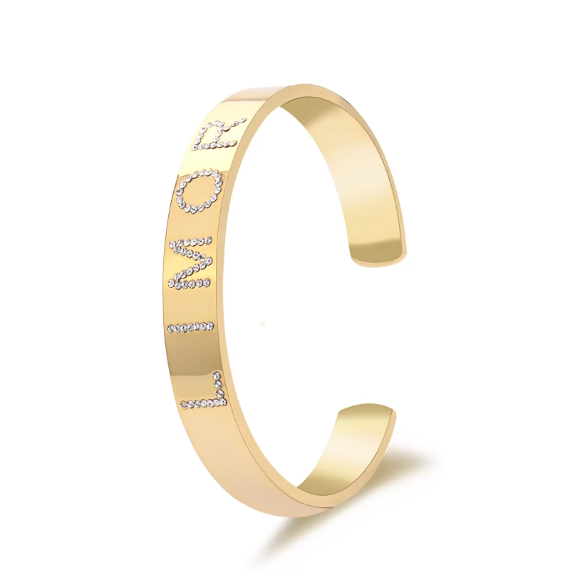 

Drop Shipping Custom Name Personalized Bracelets Letter Name Bangle Bar Bracelet for Women Best Friend Gifts, Customized color