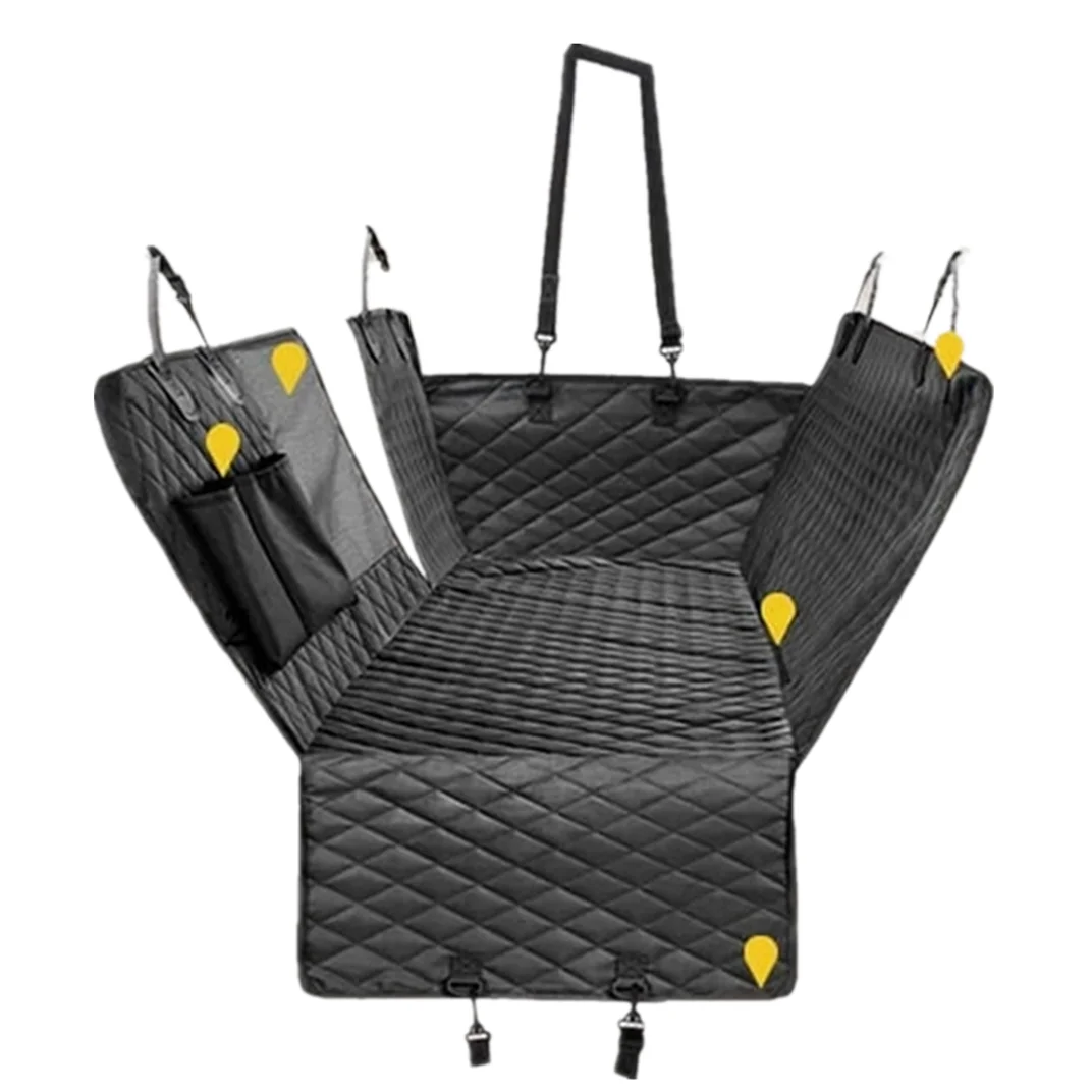

100% Waterproof Pet Car Seat Covers with Mesh Window Scratch Prevent Antinslip Dog Car Hammock, Black