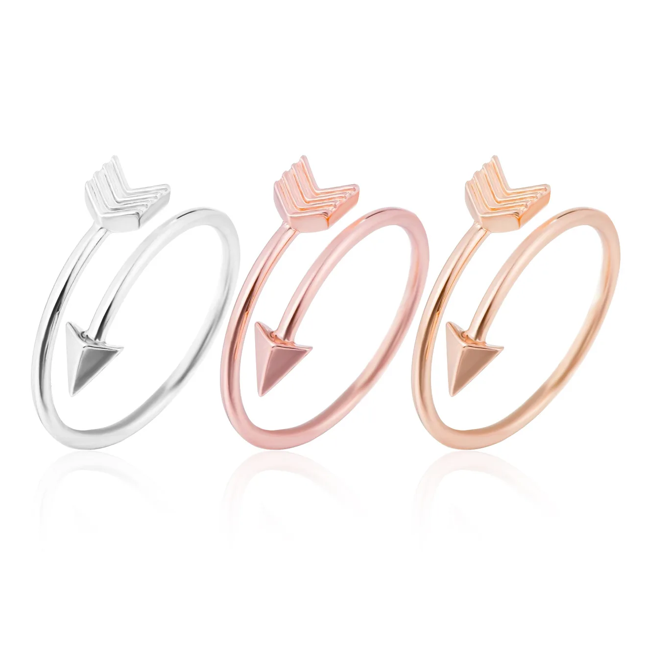 

2021 new stainless steel retro ring open arrow ring couple ring for ladies and men, Silver/gold