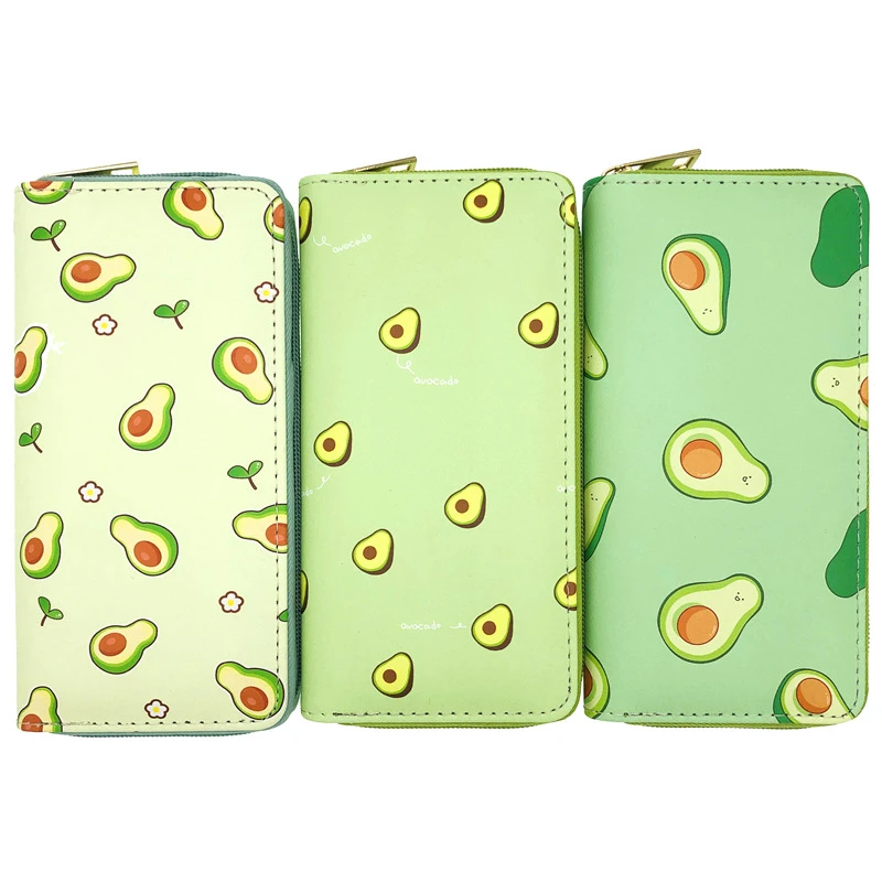 

Avocado Series-5 Girls Cosmetic Bags Clutch Bag Avocado Wallets Women's Cartoon Fruit Purse PU Leather Zipper Wallet