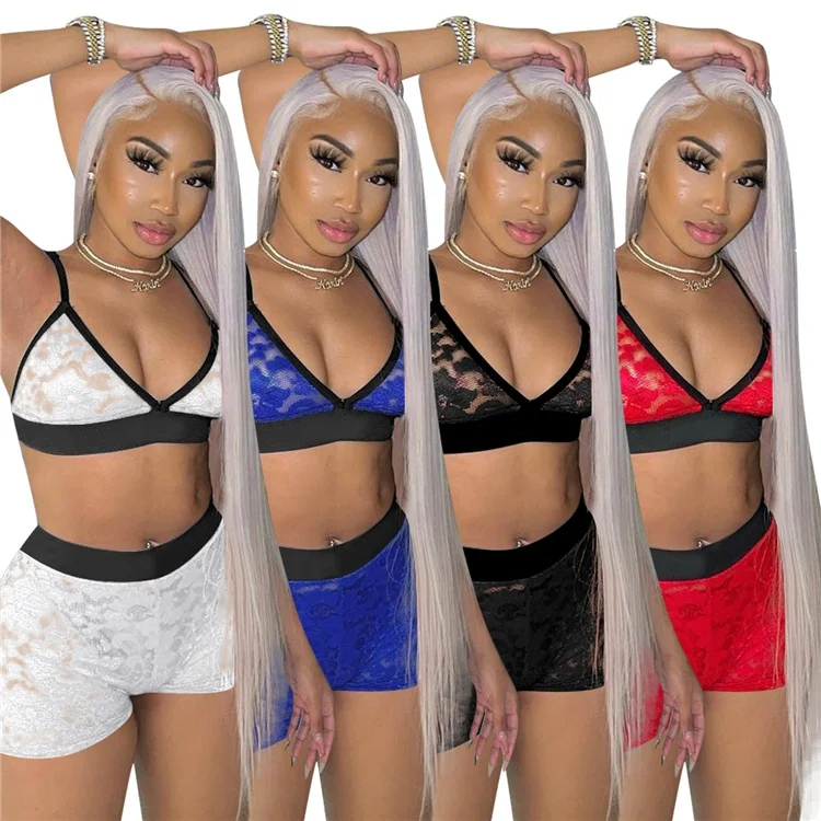 

NANWANG Insiemi delle donne Fashionable Sleeveless Crop Top 2 Piece Set Women Sets Clothing Two Piece Short Pants Set