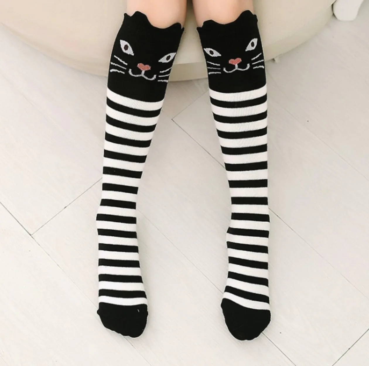

wholesale Little Girls Long dress warm fancy Socks Kids Cartoon black cat grey fox Knee High Warm Cotton Stockings, 10 types