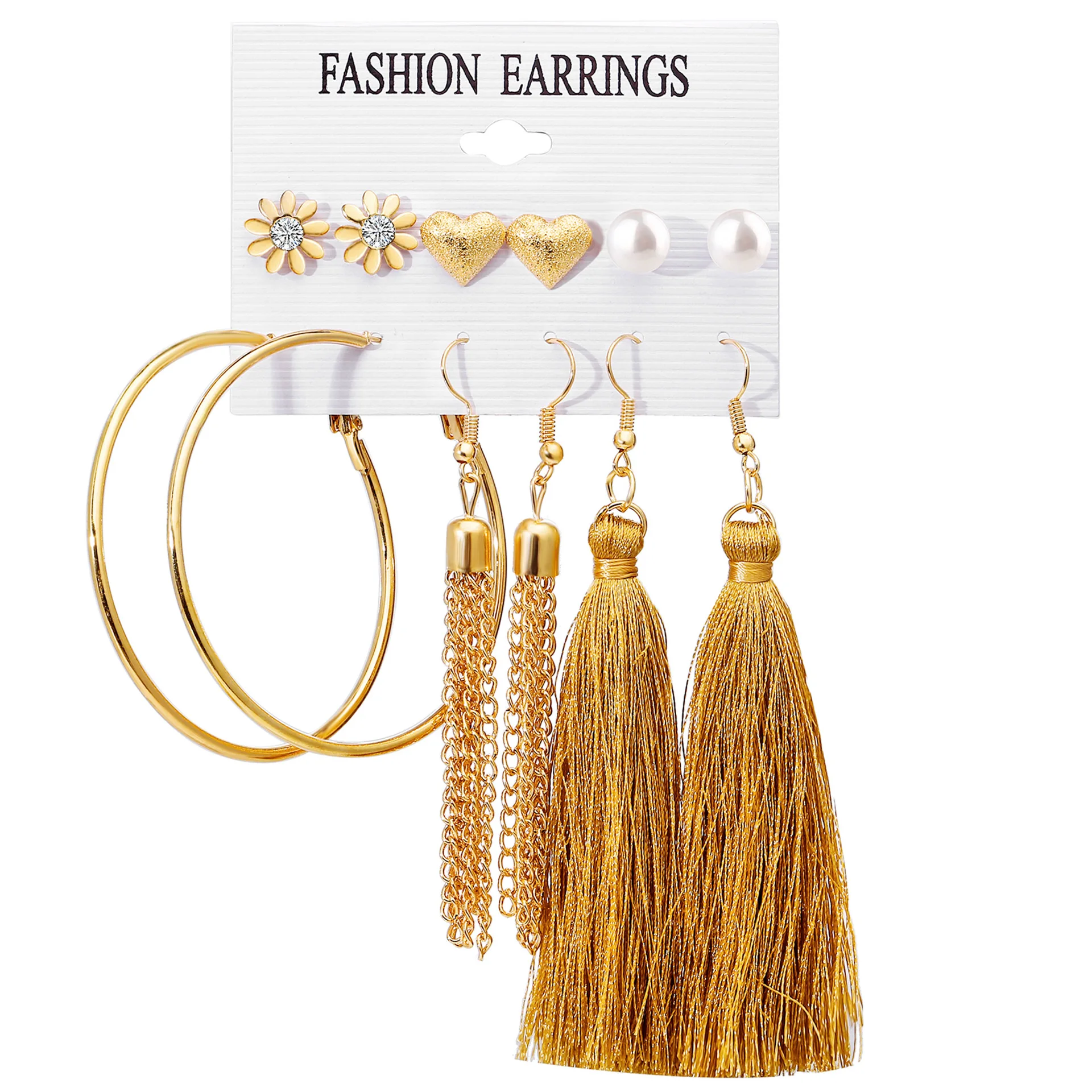 

6pairs/lot stud gold earring set