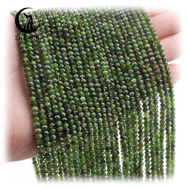 

Zhe Ying wholesale faceted diopside beads gemstone faceted beads loose round natural faceted stone diopside stone beads