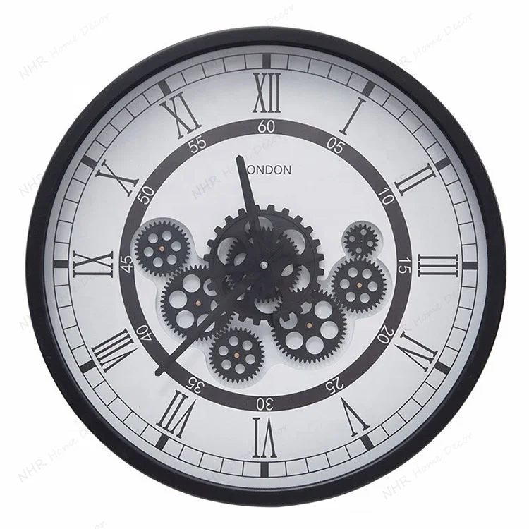 

Handcrafted Clock Steampunk Gear Wall Art With Clock, Black