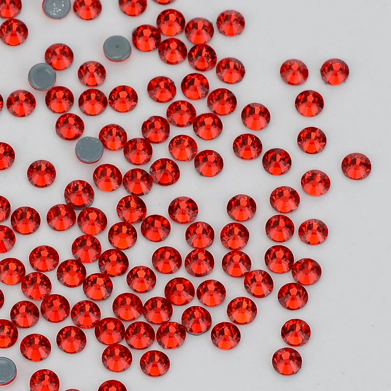 

Wholesale Red Hot Fix Glass Rhinestone High Quality FlatBack Rhinestones SS6-SS30 for Garments and Art Decoration