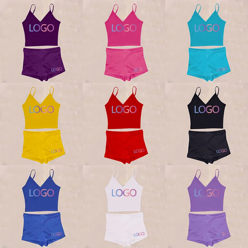 

Custom logo brand two piece set 2021 summer women clothing Woman Vest And Shorts outfits jogger shorts set