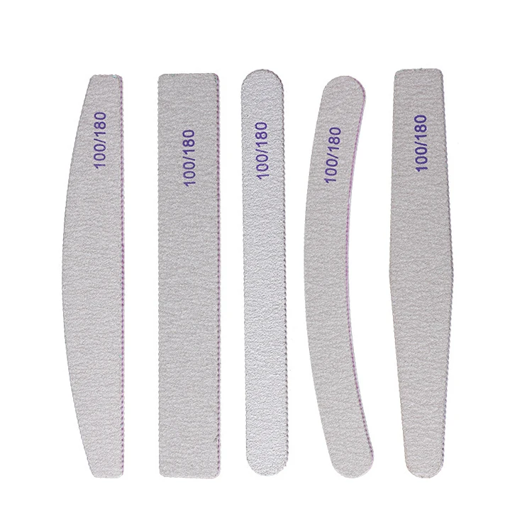 

New Arrival Thickening Grinding Sand Bar EVA Manicure Tools 100/180 Double-Sided Half Moon Nail File, Silver