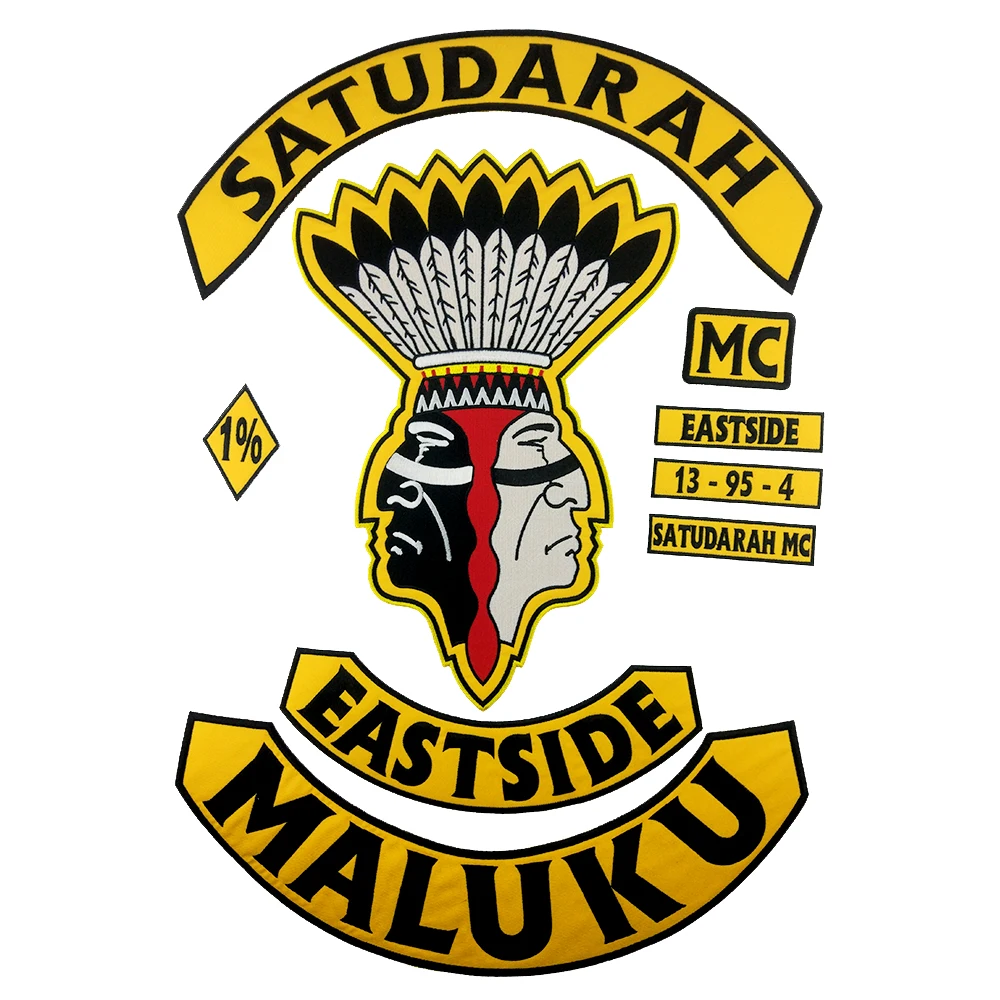 

Satudarah Eastside MC Full Set Motorcycle Biker Embroidered Iron on Patch for Jacket Vest Accessories