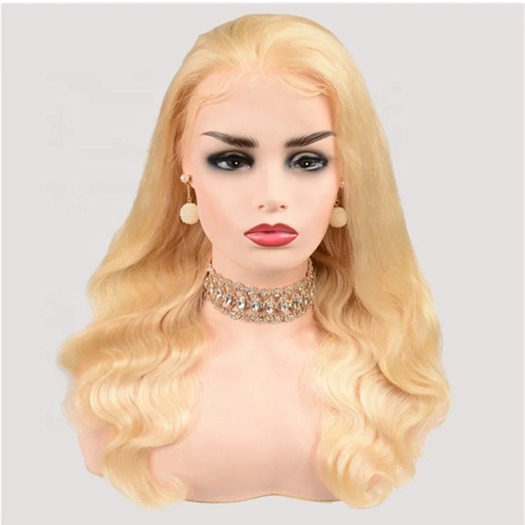 

Discounted 250 Density Unprocessed Mink Brazilian Hair Body Wave 613 Blonde Human Hair Full Lace Wig, 613 blonde color of hair & transparent color of lace