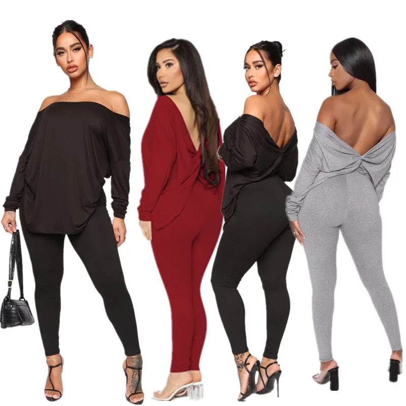 

Fashion Sexy Ladies Suit 2 Piece Track Suit Solid Color Loose Long Sleeve Women Stacked Pants Set Outfits 2 Piece Set Women Clot, Can do as your require