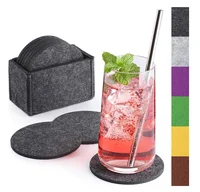 

wool felt coaster Felt cup mat Glass Coasters with Holder felt Coaster placemat table mat pad Set for Drinks Cup Mat Set of 8