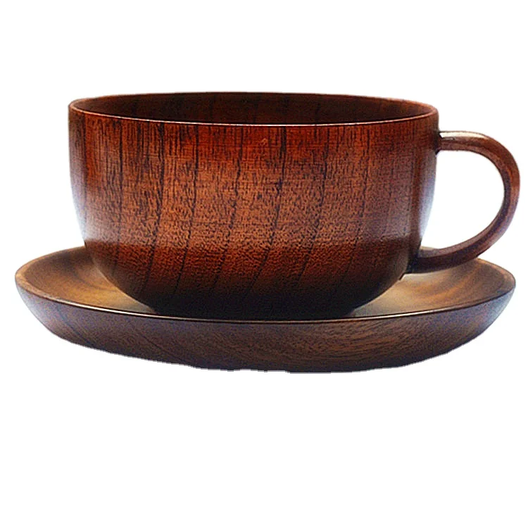 

Hot sale wooden cup with handle wine glass wooden coffee cup, Brown