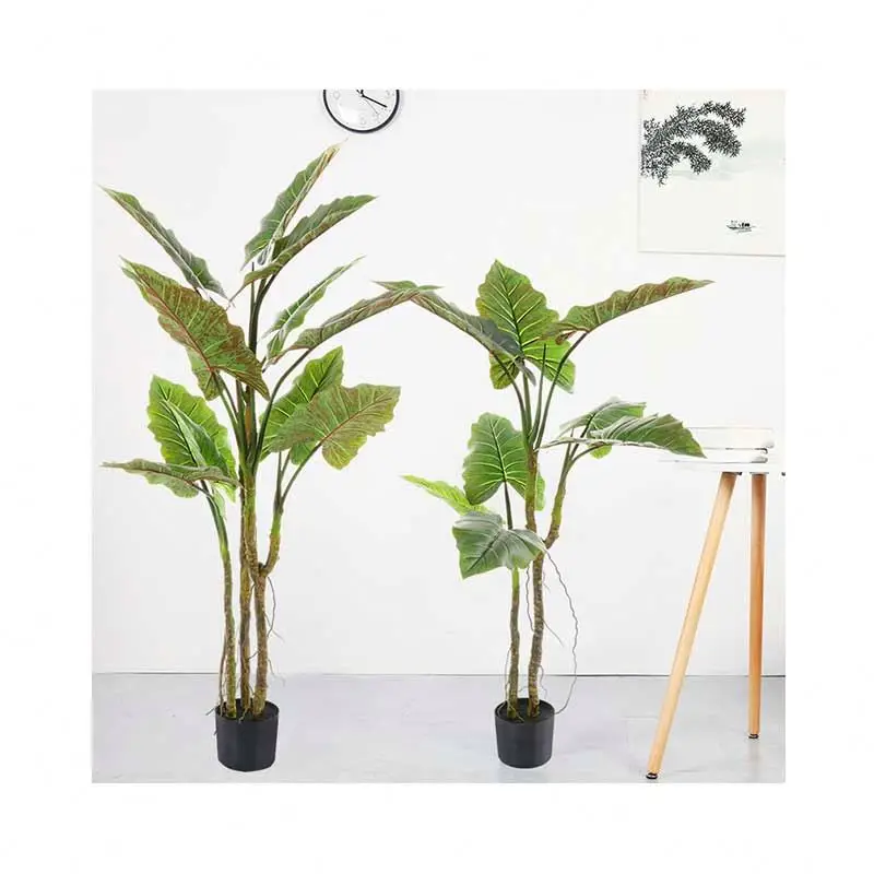 

Wholesale Indoor Decoration Fake Potted Simulation Taro Leaf Artificial Bonsai Tree Plant, Green color