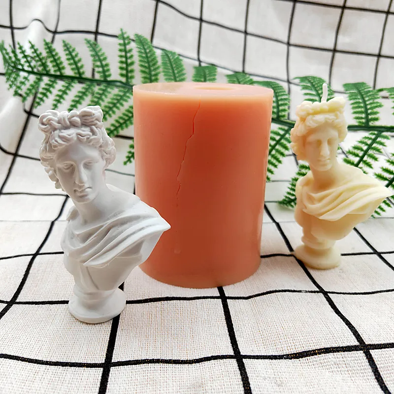 

B-1029 Apollo Portrait Silicone Candle Mold Greek Goddness Mythology Figure for DIY Resin Clay Candle Making Table Decor Moulds