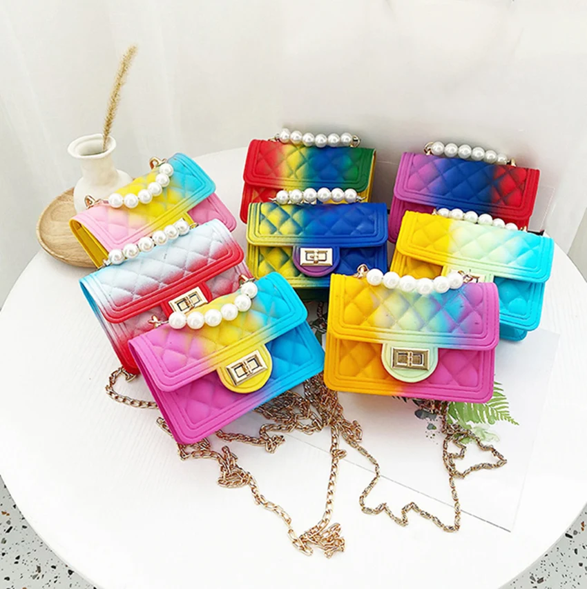 

Candy Colorful Shoulder Bag Hat with Sandals Sets PVC Rainbow Tote Handbags Women Hat and Mini Jelly Purses Set 2021, Colors
