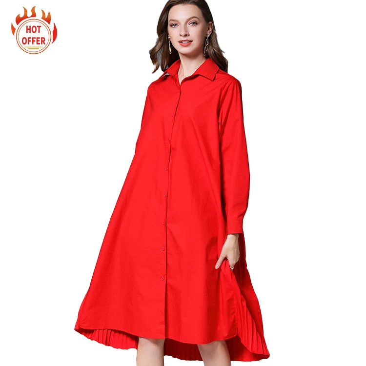 

Latest design fashion ruffled dresses 100%pure cotton button up plus size dress & skirts, Customized color