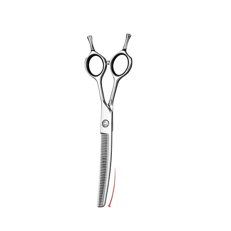 

Down Curved Design SUS440C Steel Hair Thinning Professional Pet Grooming Curved Scissors, Sliver polished