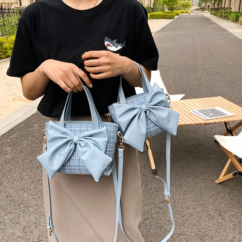 

2022 Big Bow Thread Tote Fashion New High-quality PU Women's Designer Handbag Elegant Female Shoulder Crossbody Bag