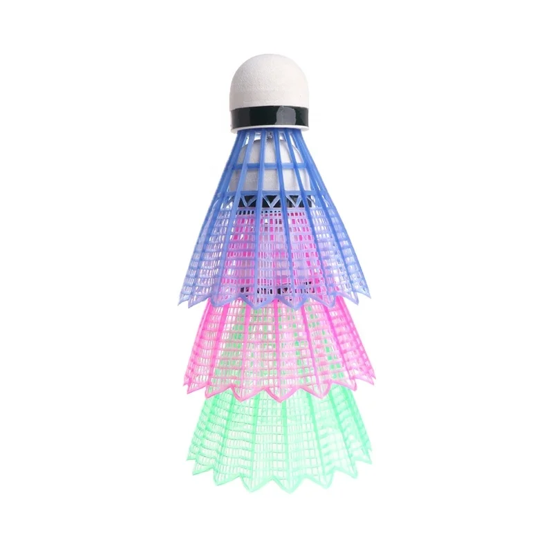 

3pcs Dark Night LED Glowing Light Up Plastic Badminton Shuttlecocks Colorful Lighting Balls Indoor & Outdoor Sports