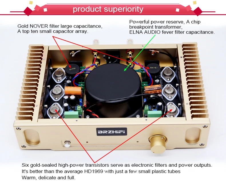 BRZHIFI stereo hifi amplifier hifi amplifier stereo audio power 1969 10W*2 Class A amplifier details