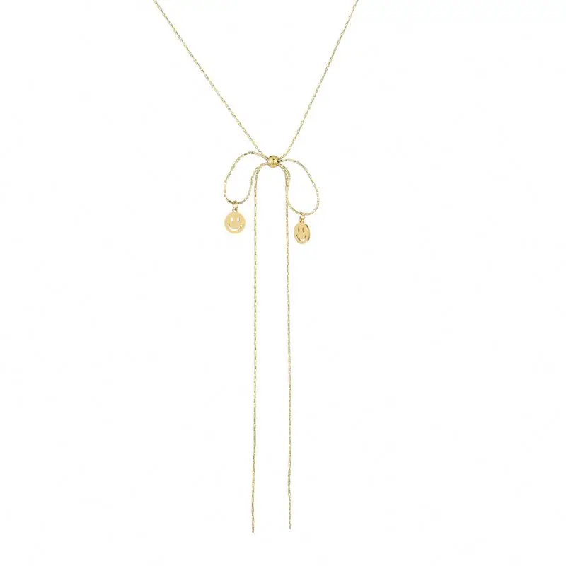 

Minimalist Fashion Factory Supply Bowknot Smiley Pendant Simple Chain Necklace Adjustable