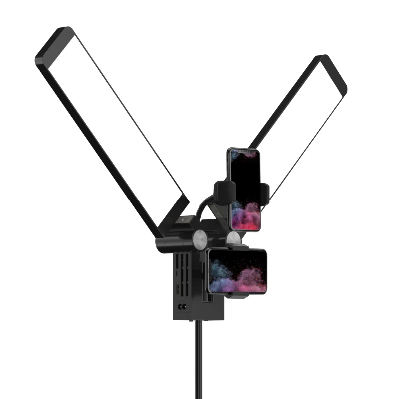

V Shape Dual Arm RGB Ring Light Extreme Folding Live Photographic Lighting One-Piece Makeup Beauty Ring Light with Tripod Stand