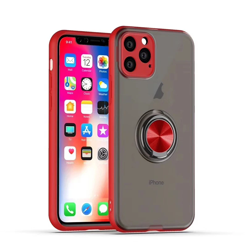 

Magnetic Attraction Finger Ring Kickstand Shockproof luxury tpu pc phone cover cases for iPhone 12 13 Phone cover case, 5 colors