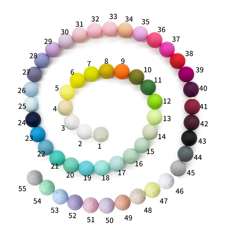 

BPA Free Chewable Food Grade Perle Dentition Baby Teething Loose Silicone Round Beads, 56 colors