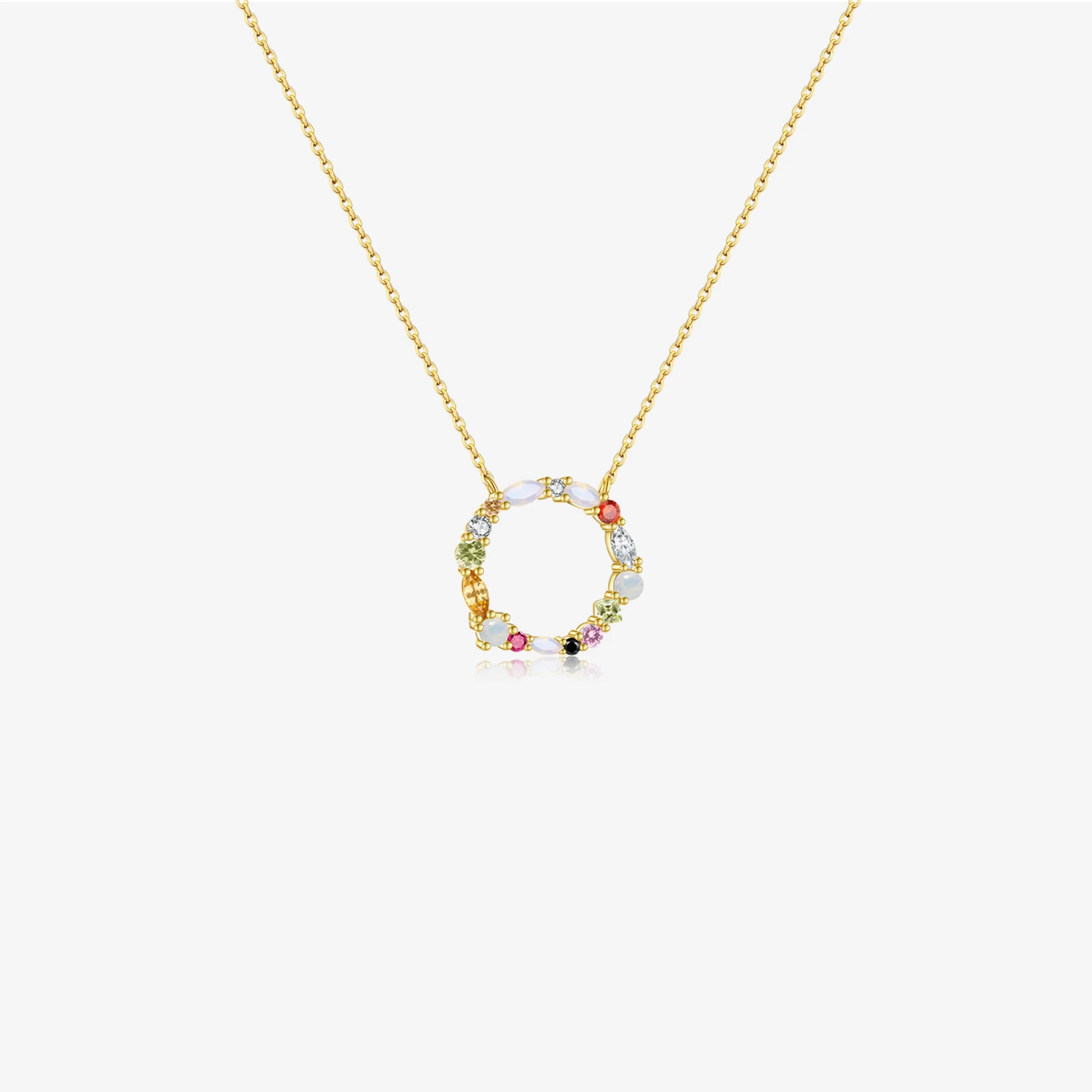 FUAMAY 925 Large 15mm Rainbow Diamond Pendant Necklace Geometric Link Zircon for Anniversary Cadena De Plata Necklace for Women