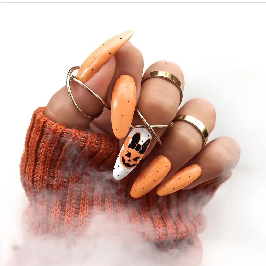 

NA-105 2021 New Fashion Ideas Halloween Fake Nails Long Coffin Artificial Nail Full Cover French Style Press on Nails, Mix color