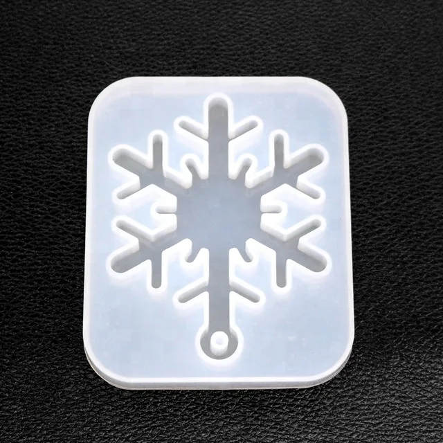 

New Diy mirror crystal epoxy snowflake accessory with hole pendant silicone mold handmade jewelry necklace pendant plaster, White