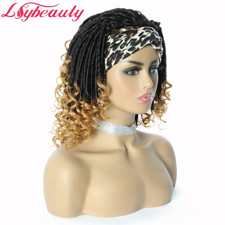 

Latest Design 100 Human Hair Wig Goddess Locs Crochet Braiding With Human Hair Headband Wigs Honey Blonde Color Twist Braids Wig