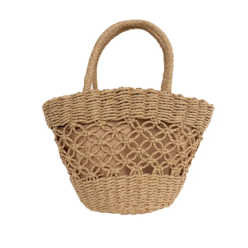 

2021 Summer New Straw Bag Holiday Beach Bags Female Woven Vegetable Basket HandBag Straw Tote Bags