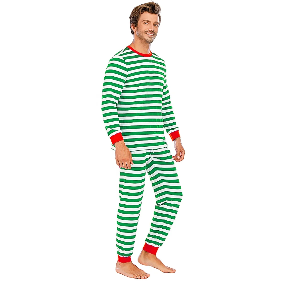 
2020 new arrival Autumn Long Sleeve christmas couple parent-child Striped family Christmas pajamas 