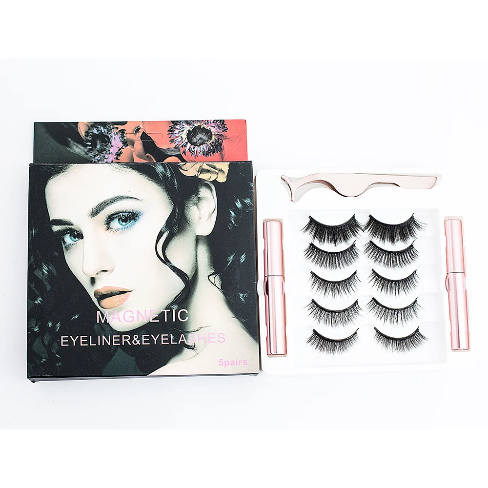 

Mink Magnetic Eyelashes with Eyeliner Wholesale Magnetic False Eyelashes New Best Selling 3d Full Script Lashes Deep-wave Lashes, Natural black